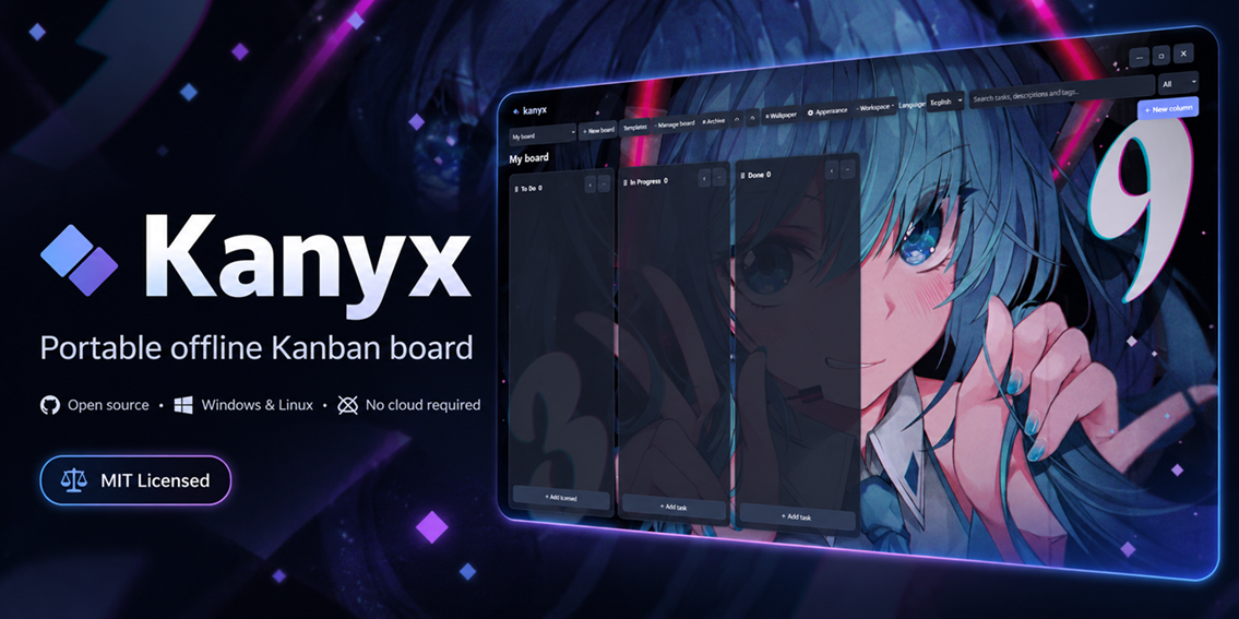 Kanyx – a free, open-source Kanban app for your USB-Stick